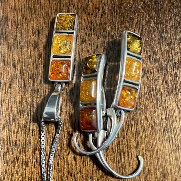 Amber Drop Earrings + Necklace Set - Picture 5 of 13